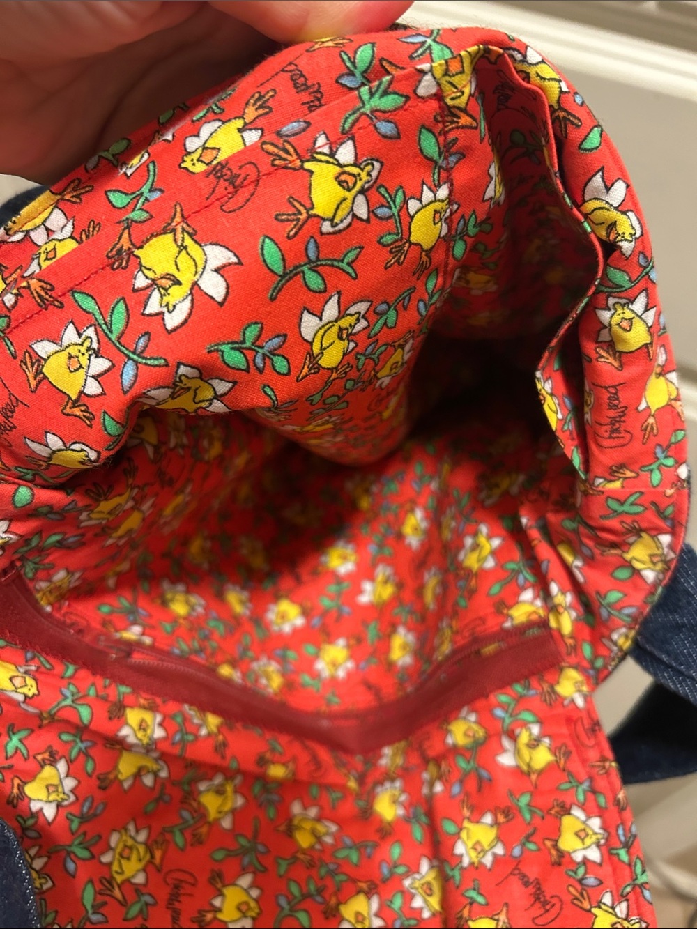 Vintage  Embroidered Denim Shoulder Bag with Butterfly Detail - Picture 5 of 7